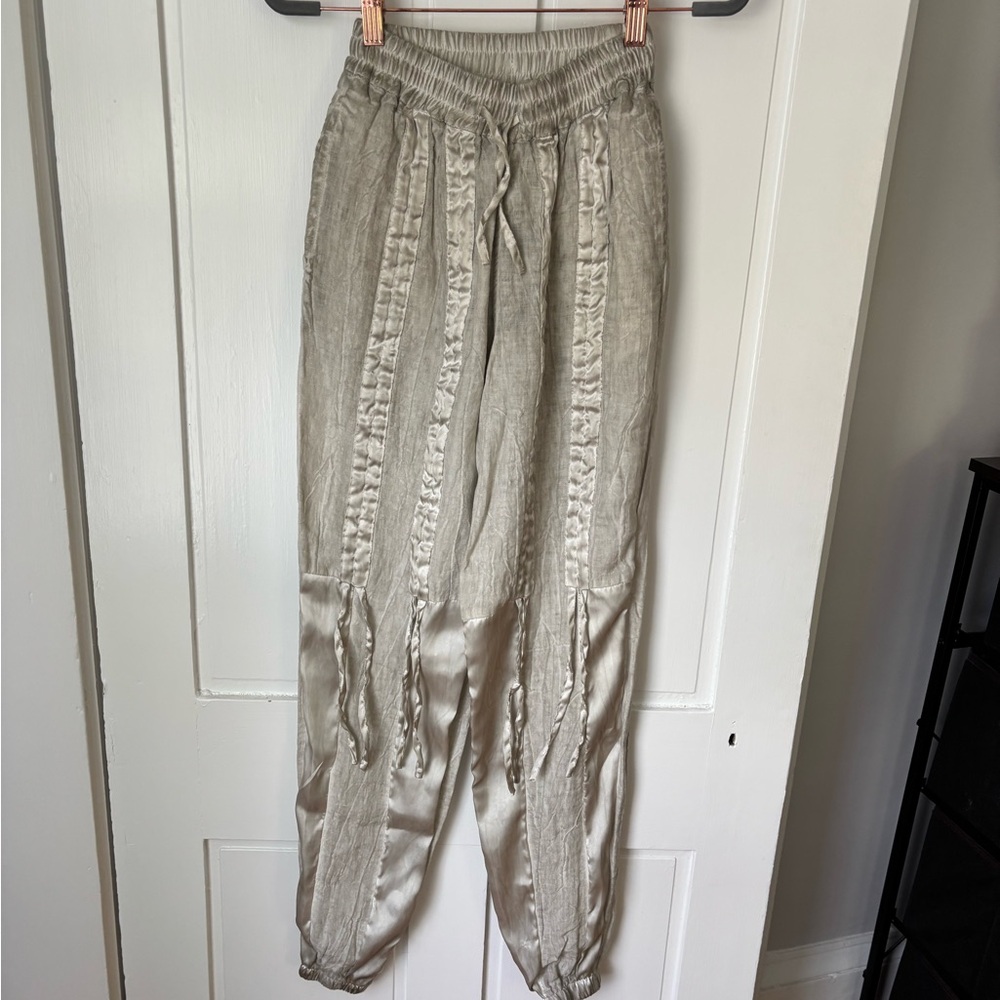 Stylish Beige Satin Joggers
